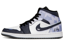Jordan Баскетбольные кроссовки Air 1 Purple Starlight Anti Slip, износостойкие, винтажные, среднего размера, мужские, черно-фиолетовые dq8426-001(team300-紫星辉) | black