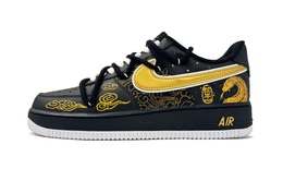 Nike Кроссовки Air Force 1 Low Top для скейтбординга, мужские, черно-золотые dv0788-002(team87-金蛇呈祥男款黑金) | black gold