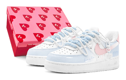 Nike Кроссовки для скейтбординга Air Force 1 с амортизацией, мужские, розово-синие cw2288-111(teams2-毛绒爱心男s-box) | pink blue