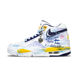 Nike Баскетбольные кроссовки Flight Legacy, износостойкие, среднего размера, винтажные, мужские, белого и синего цветов bq4212-102（team360-蓝色涂鸦） | white blue