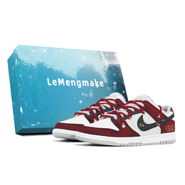 Nike Кроссовки для скейтбординга Dunk, износостойкие, низкие, мужские, белые, красные dd1391-103(team778-圣诞星夜s-box) | white red