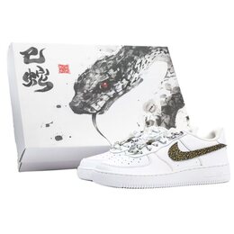 Nike Кроссовки Air Force 1 с противоскользящим покрытием, износостойкие, низкие, для скейтбординга, мужские, белое золото cw2288-111(team335-金属荣耀蛇韵礼盒1) | white gold