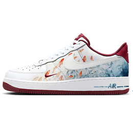 Nike Кроссовки Air Force 1 Wave Jumping Fish с низким верхом, противоскользящие, износостойкие, мужские, белые, красные hm9483-100(team181-海浪鱼跃) | white red