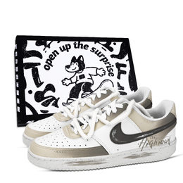 Nike Кроссовки для скейтборда Court Vision 1 Speed Graffiti, износостойкие, низкие, мужские, белые, серые, желтые dh2987-101(team883速度涂鸦box） | white gray yellow
