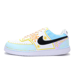 Nike Кроссовки Court Vision 1 Colour Palette с низким дышащим верхом для скейтборда, мужские, белые, синие, желтые dh2987-101（team390-斑斓色彩 ) | white blue yellow