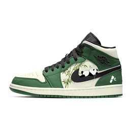 Jordan Баскетбольные кроссовки Air 1 Vintage, мужские, средний верх, белые/зеленые 852542-301(team56-叼竹熊猫) | green