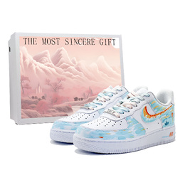 Nike Кроссовки Air Force 1 для скейтбординга, износостойкие, низкие, мужские, сине-желтые cw2288-111(team631-日出印象) | blue yellow
