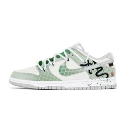 Nike Кроссовки для скейтбординга Dunk, износостойкие, низкие, мужские, белые, зеленые dd1391-103(team778-青蛇迎新) | white green