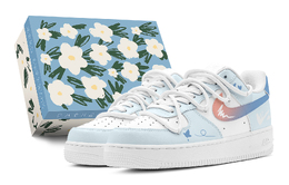 Nike Кроссовки Air Force 1 с низким верхом для скейтборда, противоскользящие, мужские, розово-синие cw2288-111(teams2-爱心蝴蝶男s-box) | pink blue