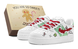 Nike Кроссовки Air Force 1 с низким верхом, противоскользящие, износостойкие, для скейтбординга, мужские, белые, красные, зеленые cw2288-111(teams2-萌趣圣诞男s-box) | white red green