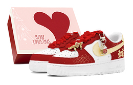 Nike Кроссовки Air Force 1 с низким верхом, противоскользящие, износостойкие, для скейтбординга, мужские, белые, желтые, красные cw2288-111(team88-金蛇贺喜s-box) | white red yellow