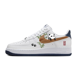 Nike Кроссовки Air Force 1 с низким верхом, противоскользящие и износостойкие, мужские, белые, синие fj4146-104(team56-抱钩熊猫) | white