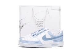 Nike Кроссовки Court Vision 1 Coverage с низким верхом, противоскользящие и износостойкие, мужские, белые, синие dh2987-101(team拾伍-男款白蓝sbox) | white blue