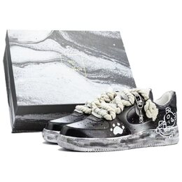 Nike Кроссовки Air Force 1 для скейтбординга, износостойкие, низкие, мужские, черно-белые cw2288-111(team335-爱心暴力破坏熊礼盒) | black white