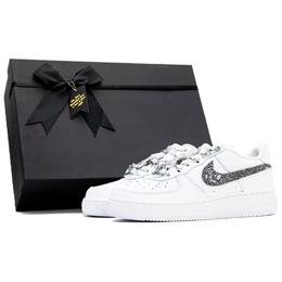 Nike Кроссовки Air Force 1 для скейтбординга, увеличивающие рост, износостойкие, мужские, серебристо-белые cw2288-111（team335-液态银色礼盒) | silver white