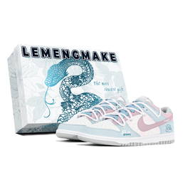 Nike Кроссовки для скейтбординга Dunk с низким верхом, износостойкие и нескользящие, мужские, сине-розовые dd1391-103(team399-欢乐萌蛇s-box) | blue pink