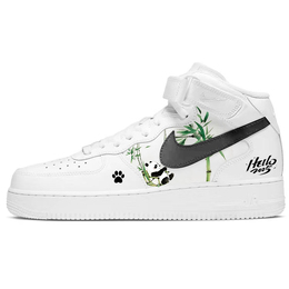 Nike Кроссовки Air Force 1 для скейтбординга, легкие, износостойкие, противоскользящие, средней высоты, мужские, белые, черные cw2289-111(team56-可爱小熊猫) | white black