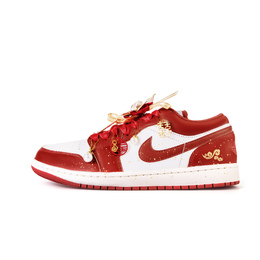 Jordan Баскетбольные кроссовки Air 1 Joyful And Delighted с низким верхом, нескользящие, винтажные, мужские, белые, красные fj3459-160(team189-欢天喜地) | white red