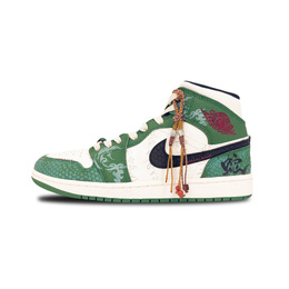 Jordan Баскетбольные кроссовки Air 1 Mid-Top Vintage мужские, белые, зеленые, черные 852542-301（team188-春符） | white green black