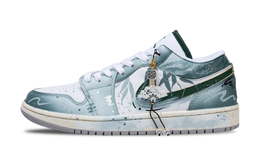 Jordan Баскетбольные кроссовки Air 1 Vintage, низкие, мужские, белые/зеленые fq7687-300(team947-竹痕古韵男款) | light green