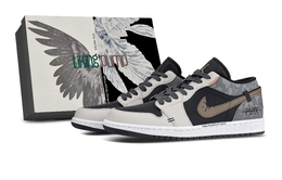 Jordan Баскетбольные кроссовки Air 1 Low Top Vintage, мужские, черно-серые 553558-172（team845时间回溯-box） | black gray