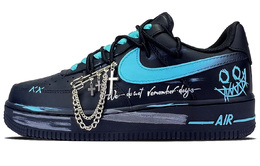 Nike Кроссовки для скейтбординга Air Force 1 с противоскользящим износостойким верхом, унисекс, черно-синие cw2288-001（team726-暗夜笑面） | black blue