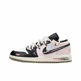 Jordan Баскетбольные кроссовки Air 1 Radiant Starry Night с амортизацией, износостойкие, низкие, винтажные, унисекс, черно-розовые 553558-092（team856- 莹星夜色) | black