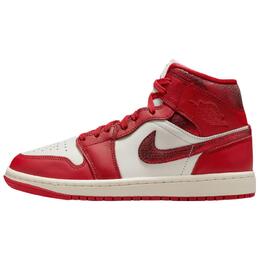 Jordan Кроссовки 1 Mid Se Red Cracked Leather Women's hj9337-106 | red