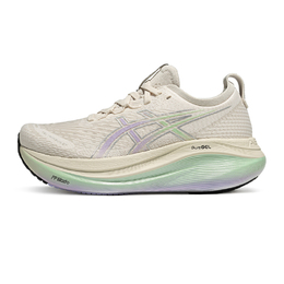 Asics Кроссовки GEL NIMBUS 27 с износостойким дышащим покрытием, низкие, для бега на длинные дистанции, женские, белые, зеленые 1012b945-100 | white/green