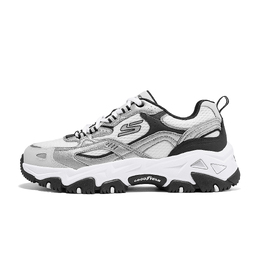 Skechers Износостойкие дышащие низкие кроссовки Cloud Island для активного отдыха, мужские, серебристо-черные 237425-slbk | silver black