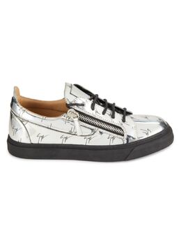 Низкие кроссовки из металлизированной кожи Giuseppe Zanotti, серебряный 0400021607293 | silver