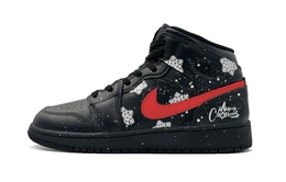 Баскетбольные кроссовки Air 1 Mid Mid для детей и подростков Jordan, черный/красный 554725-093(team87-清冬飘雪女款黑红) | black red