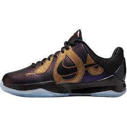 Nike Детские баскетбольные кроссовки Kobe 5 с противоскользящим покрытием, устойчивые к износу, высокие, фиолетовые, черные, золотые hm3753-500 | eggplant purple/black-metal gold