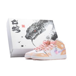 Jordan Баскетбольные кроссовки Air 1 Anti Slip, износостойкие, среднего размера, оранжевые, для подростков fd8780-601(team919-橙悦礼盒) | orange[snake charm box]