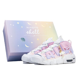 Nike Детские баскетбольные кроссовки Air More Uptempo Anti Slip, износостойкие, среднего размера, белые, для подростков dh9719-100(team335-粉鸢礼盒版） | pink kite (rose box)