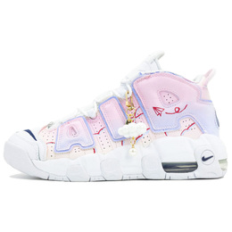 Баскетбольные кроссовки Air More Uptempo с противоскользящей амортизацией и износостойкостью, средней высоты для детей и подростков Nike, белый dh9719-100(team335-粉鸢） | white