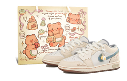 Jordan Баскетбольные кроссовки Air 1 RISK Cream Bear с амортизацией, износостойкие, низкие, детские, цвета «заварной крем», для подростков fz5046-041(team27-女款奶油小熊s-box) | yellow