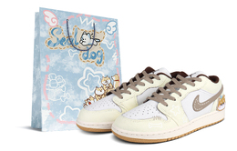 Детские баскетбольные кроссовки Air 1 Low Top для подростков Jordan, экрю fb2216-200（team989-柴犬的qcsbox） | ecru