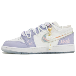 Jordan Баскетбольные кроссовки Air 1 Violet Romance с низким верхом, устойчивые к истиранию, для подростков hj3481-491（team335-紫罗曼） | purple