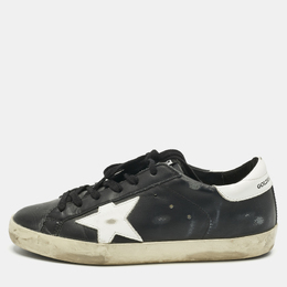 Golden Goose Black Leather Superstar Lace Up Sneakers Size 37 1213322