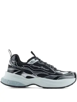 Emporio Armani patent-leather striped sneakers 30917212