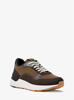 Кроссовки Trevor из кожи и саржи с отделкой Michael Kors, Chocolate Combo 42f5trfs3d | chocolate combo