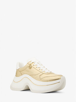 Кроссовки Arla из металлизированной кожи Michael Kors, золотой 43f5arfs1m | pale gold