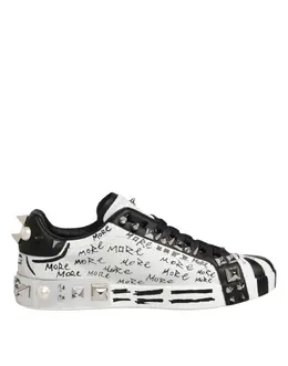 Dolce & Gabbana White Portofino Studded Men Sneakers Shoes - EU43/US10 mv8211-43