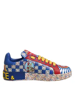 Dolce & Gabbana Portofino Carretto Printed Leather Sneakers Shoes - EU35.5/US5 la13136-35.5