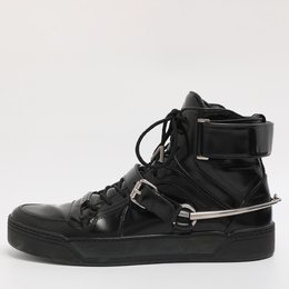 Gucci Black Leather Magnum High Top Sneakers Size 44.5 1215452