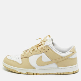 Nike Cream/White Leather Dunk Low Retro Panda Sneakers Size 44.5 1214319