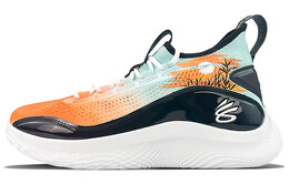 Баскетбольные кроссовки Curry 8 унисекс средней высоты, черные/оранжевые Under Armour 3024785-111(team40-男女款加州海岸橙黑)