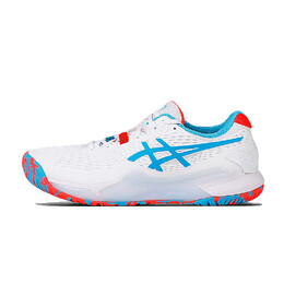 Мужские теннисные кроссовки Asics Gel-Resolution 9, White/Red/Blue 1041a435-100 | white/red/blue