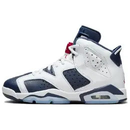 Кроссовки 6 Retro Olympic 2024 GS Jordan, белый/темно-синий/синий/красный 384665-164 | white/dark navy blue/campus red